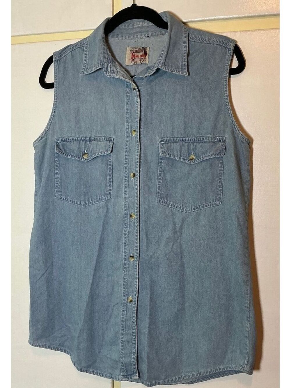 Vintage Ki Ko Mo Denim Sleeveless Top Women's Large Oversized